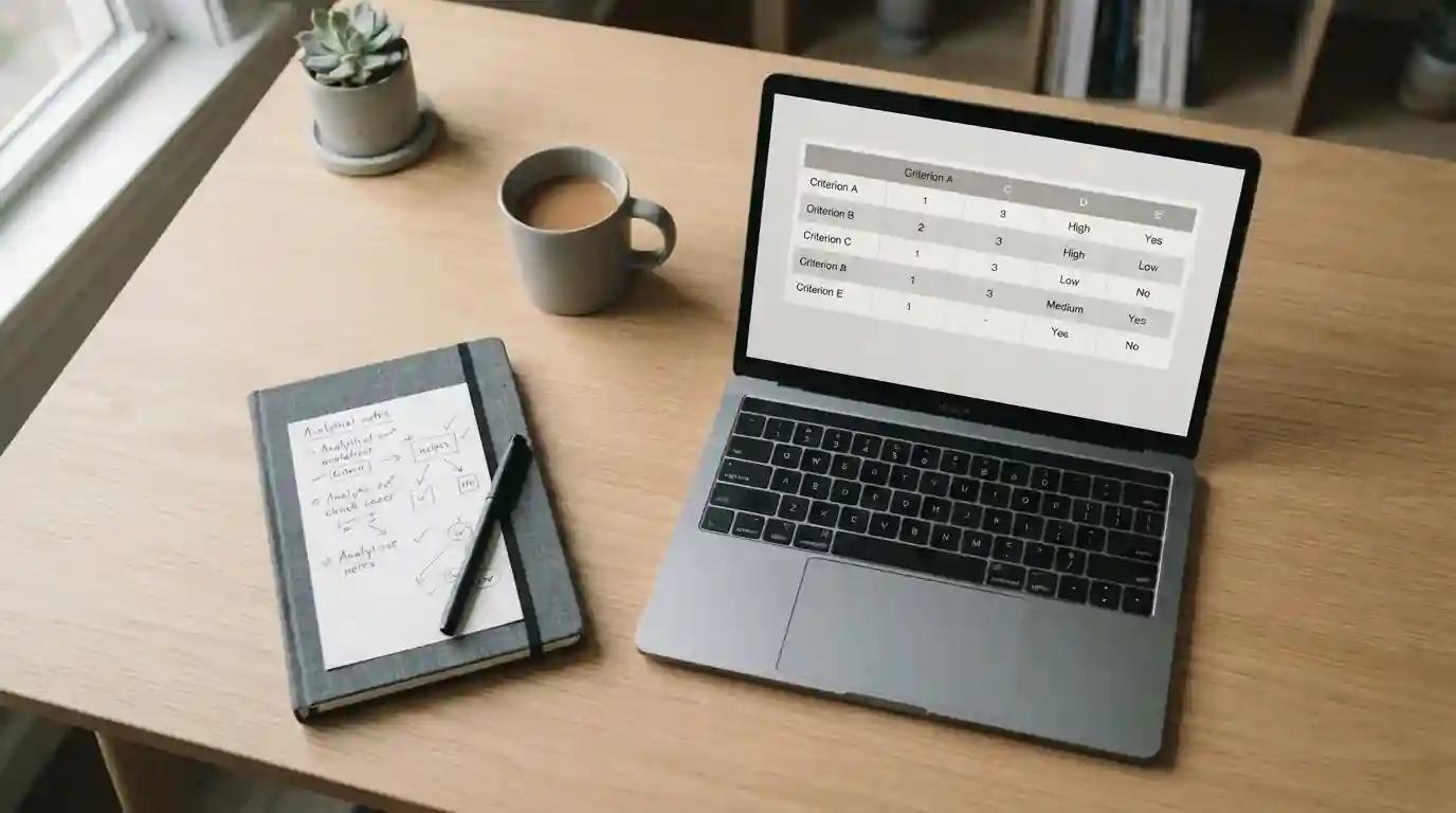 Arbeitsplatz mit Laptop und Notizen für Wettanbieter-Vergleich