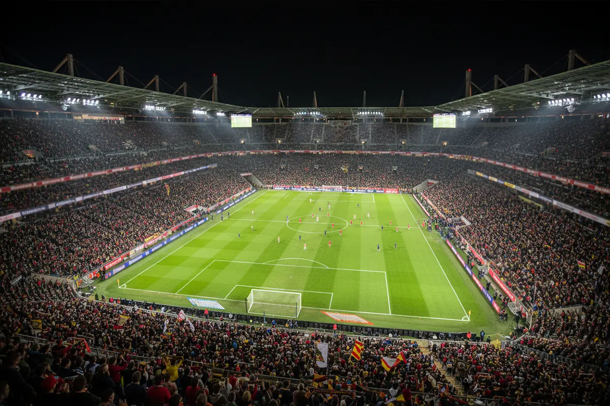 Volles Bundesliga-Stadion bei einem Fußballspiel