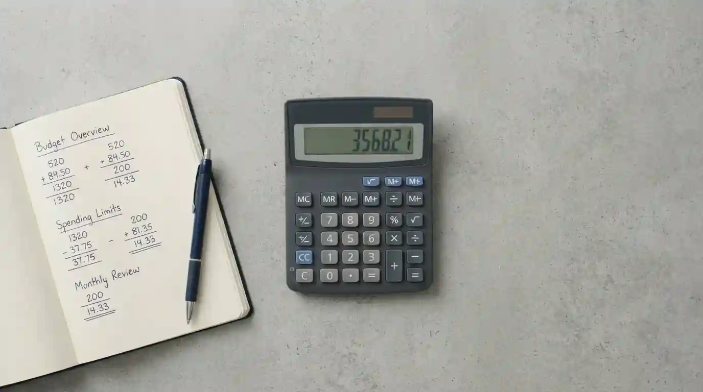 Taschenrechner und Notizen zur Berechnung des monatlichen LUGAS-Einzahlungslimits