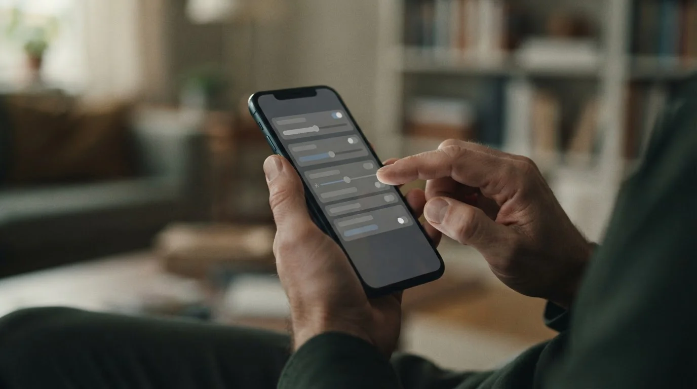 Hand stellt Limit am Smartphone ein im Rahmen des OASIS-Schutzsystems