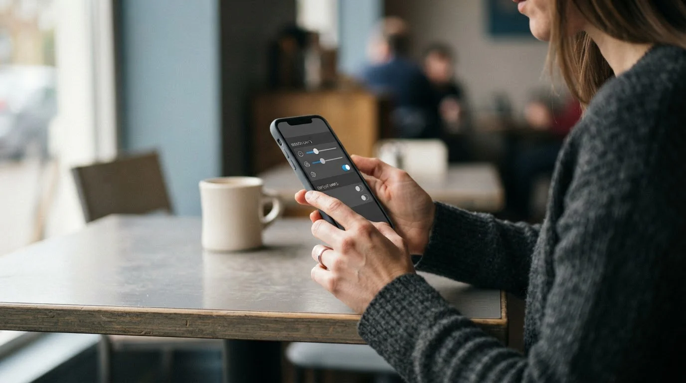 Person setzt Limits für verantwortungsvolles Wetten am Smartphone